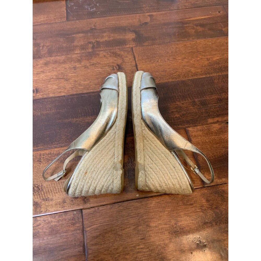 Valentino Garavani Silver Leather Bow Espadrilles Wedge Heels, Size 9 | 39 - Picture 7 of 7